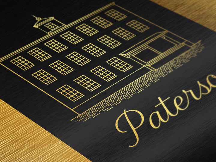 Paterson New Jersey Travel, Metallic Gold Art, Wood Framed Art, Metal Art, Retirement Gift, Bedroom Art, Hallway Wall Art