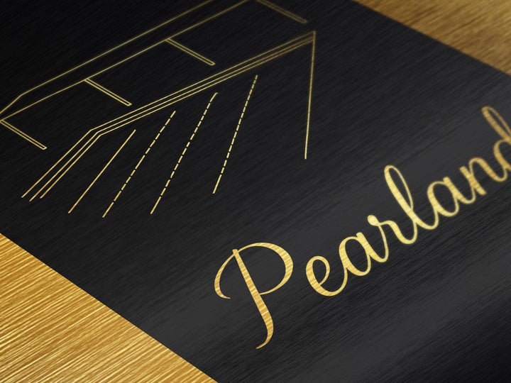 Pearland Texas Art, Metallic Gold Print, Wood Framed Art, Metal Art, Modern House Art, Wanderlust Gift, Entryway Wall Print