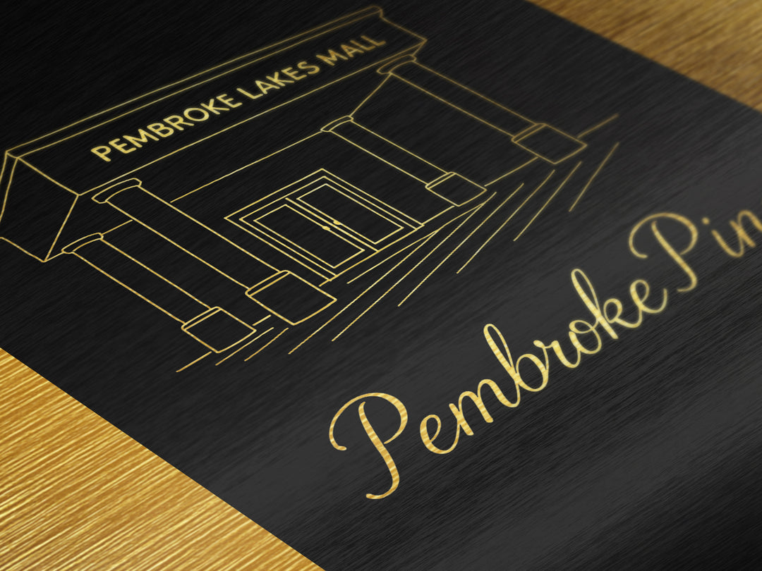 Pembroke Pines Florida Art, Metallic Gold Print, Wood Framed Art, Metal Art, Modern Wall Art, Graduation Gift, Living Room Art