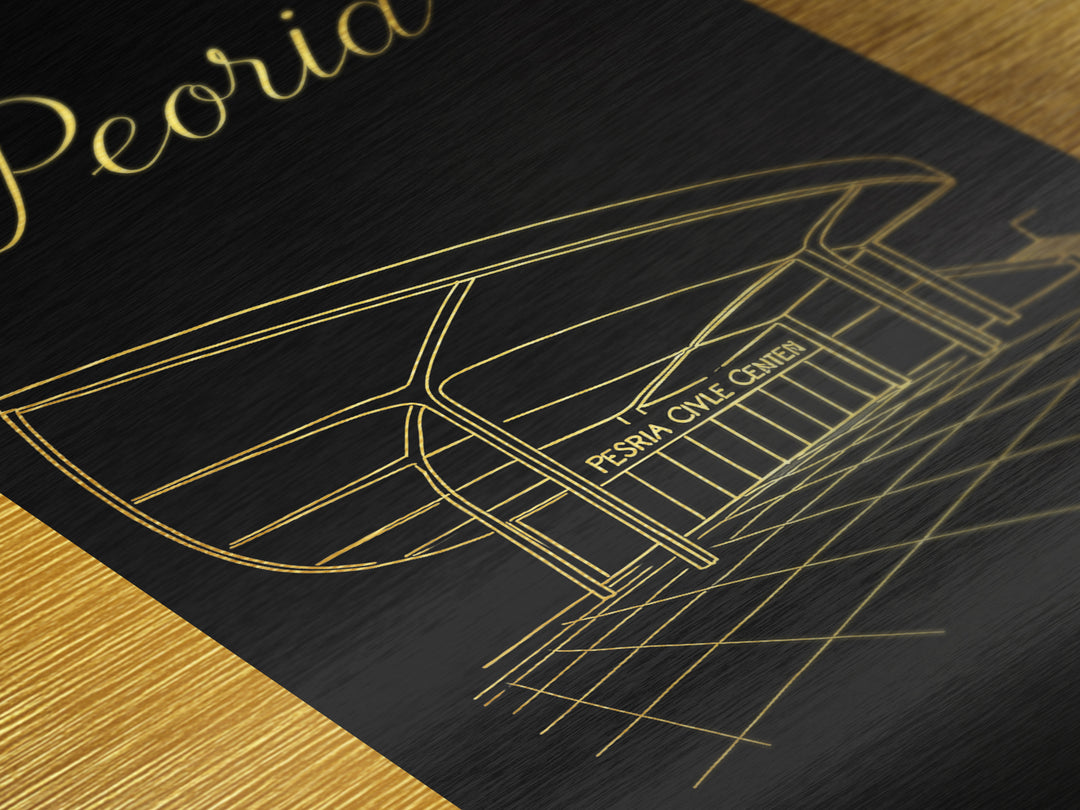 Peoria Arizona Travel, Metallic Gold Art, Wood Framed Art, Metal Art, Minimalist Wall Art, Honeymoon Gift, Bedroom Wall Art