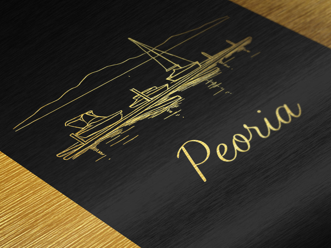 Peoria Arizona Art, Metallic Gold Print, Wood Framed Art, Metal Art, Modern House Art, Birthday Gift, Entryway Wall Print