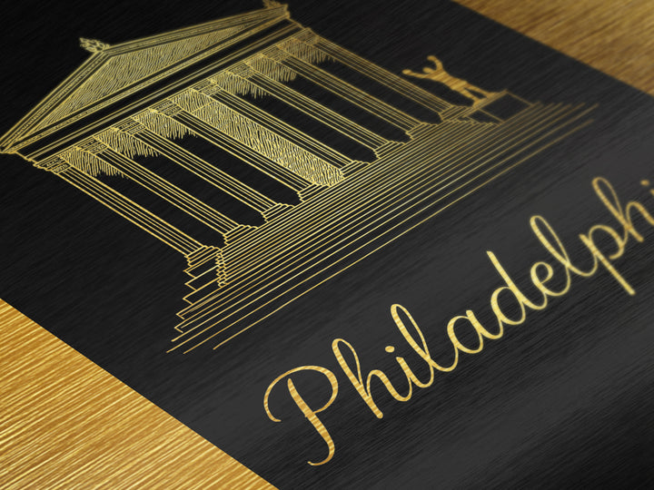 Philadelphia Pennsylvania Art, Metallic Gold Print, Wood Framed Art, Metal Art, Modern Wall Art, Adventure Lover Gift, Living Room Art