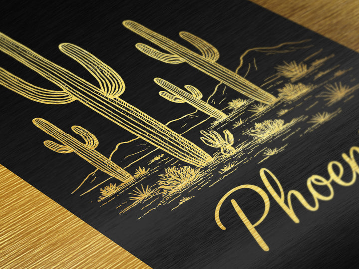 Phoenix Arizona Art, Metallic Gold Art, Wood Framed Art, Metal Art, Minimalist Wall Art, Graduation Gift, Bedroom Wall Art