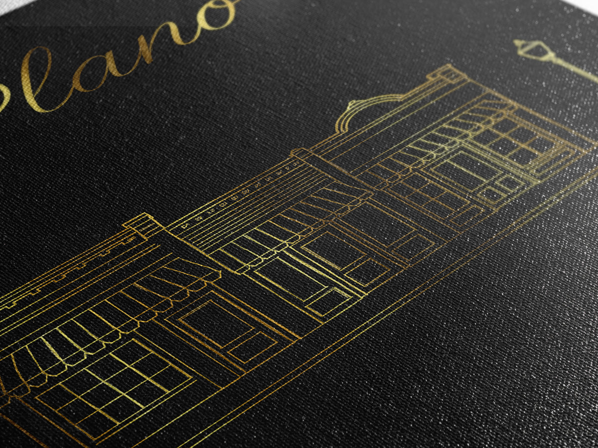 Plano Travel Poster, Canvas Print, Minimalist Gold Line Art, Plano City Art, Gift For Travelers, Wanderlust Decor, Travel Poster Set