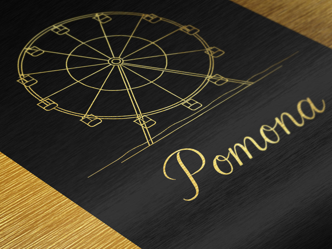Pomona California Travel, Metallic Gold Print, Wood Framed Art, Metal Art, Modern House Art, Destination Gift, Living Room Decor