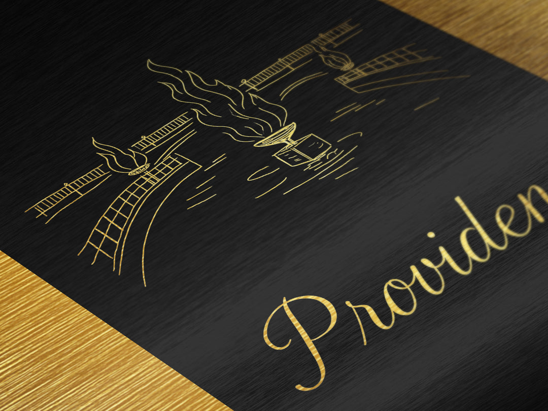 Providence Rhode Island Travel, Metallic Gold Print, Wood Framed Art, Metal Art, Modern Wall Art, Retirement Travel Gift, Home Decor