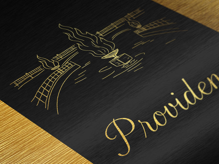 Providence Rhode Island Travel, Metallic Gold Print, Wood Framed Art, Metal Art, Modern Wall Art, Retirement Travel Gift, Home Decor