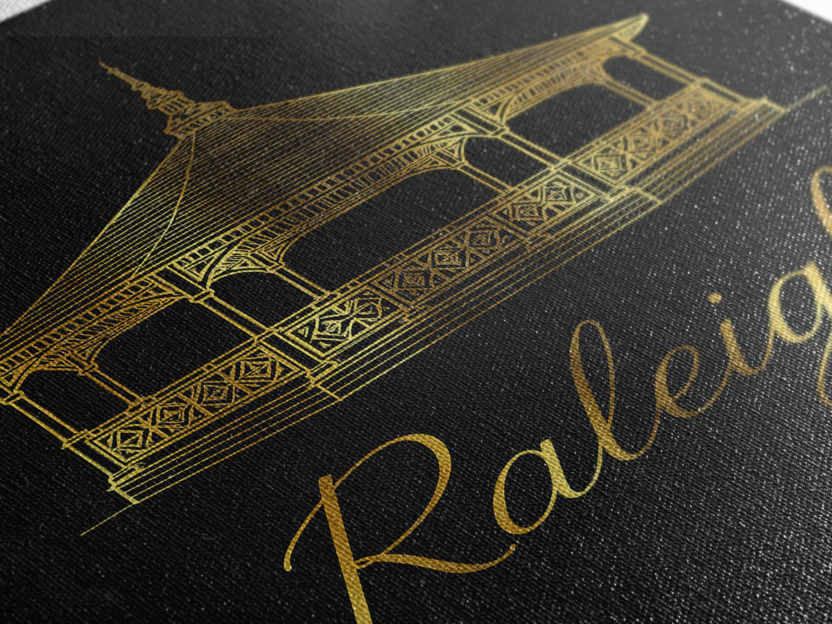 Raleigh Travel Poster, Framed Canvas Print, Dark Minimalist Wall Art, Raleigh City Art, Travel Poster Art, Fine Art Print, Poster Print