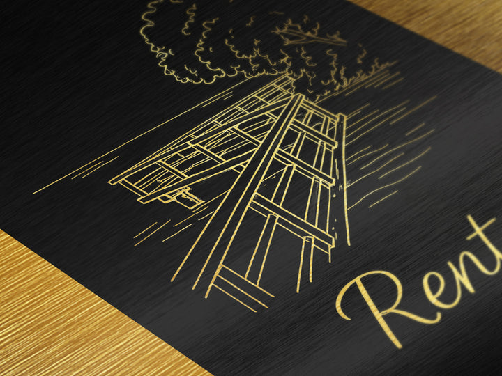 Renton Washington Travel, Metallic Gold Print, Wood Framed Art, Metal Art, Minimalist Wall Art, Destination Gift, Office Decor