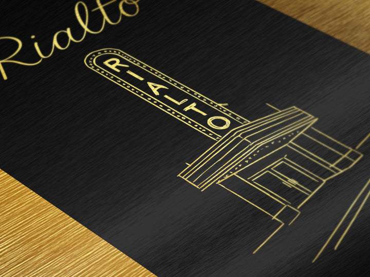Rialto California Travel, Metallic Gold Print, Wood Framed Art, Metal Art, Modern Wall Art, Anniversary Travel Gift, Home Decor