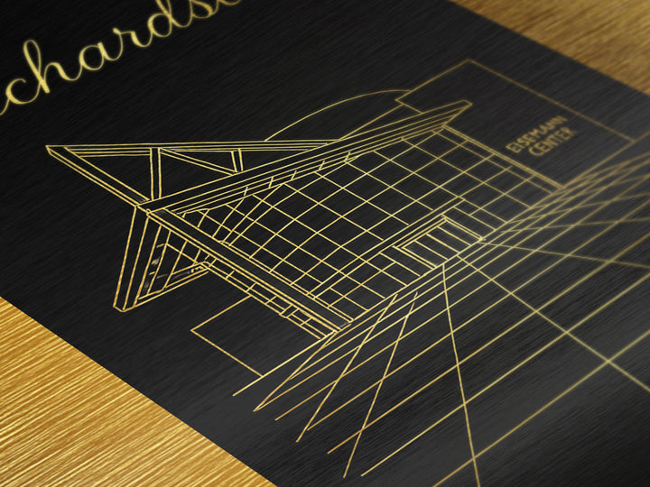 Richardson Texas Art, Metallic Gold Art, Wood Framed Art, Metal Art, Modern House Art, Birthday Travel Gift, Office Decor