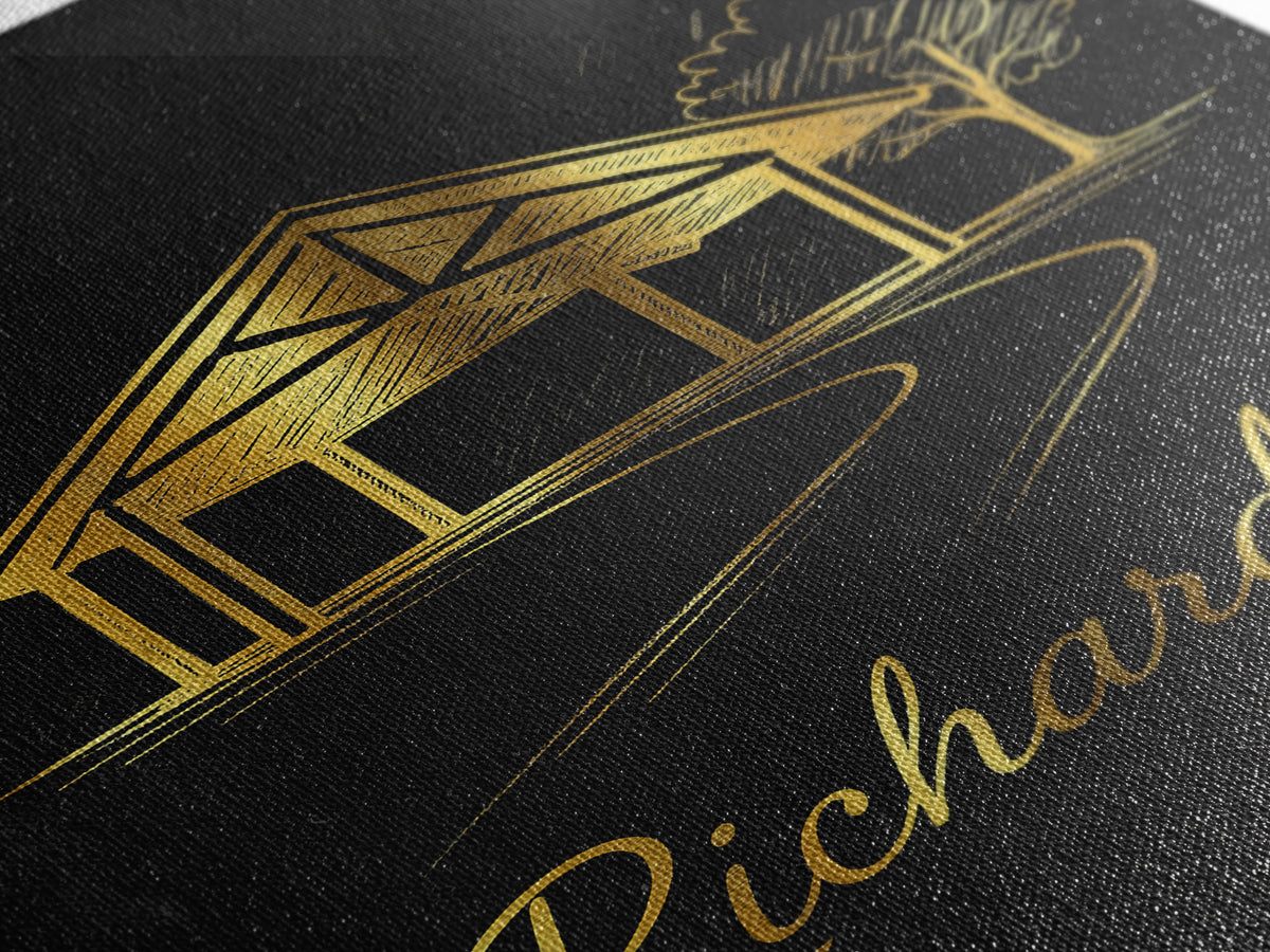 Richardson Travel Poster, Framed Canvas Print, Black Gold Minimalist Art, Richardson Art Print, City Illustration, Gift For Travelers