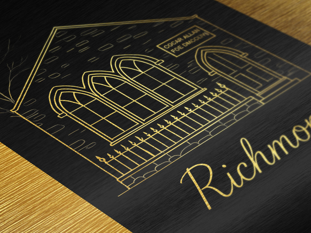 Richmond Virginia Travel, Metallic Gold Print, Wood Framed Art, Metal Art, Modern Wall Art, Adventure Lover Gift, Home Decor