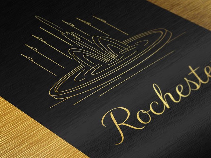 Rochester New York Art, Metallic Gold Art, Wood Framed Art, Metal Art, Modern Wall Art, Retirement Travel Gift, Office Decor