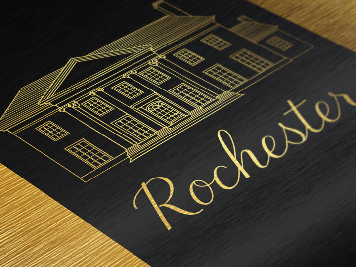 Rochester New York Travel, Metallic Gold Print, Wood Framed Art, Metal Art, Modern Wall Art, Adventure Lover Gift, Bedroom Decor