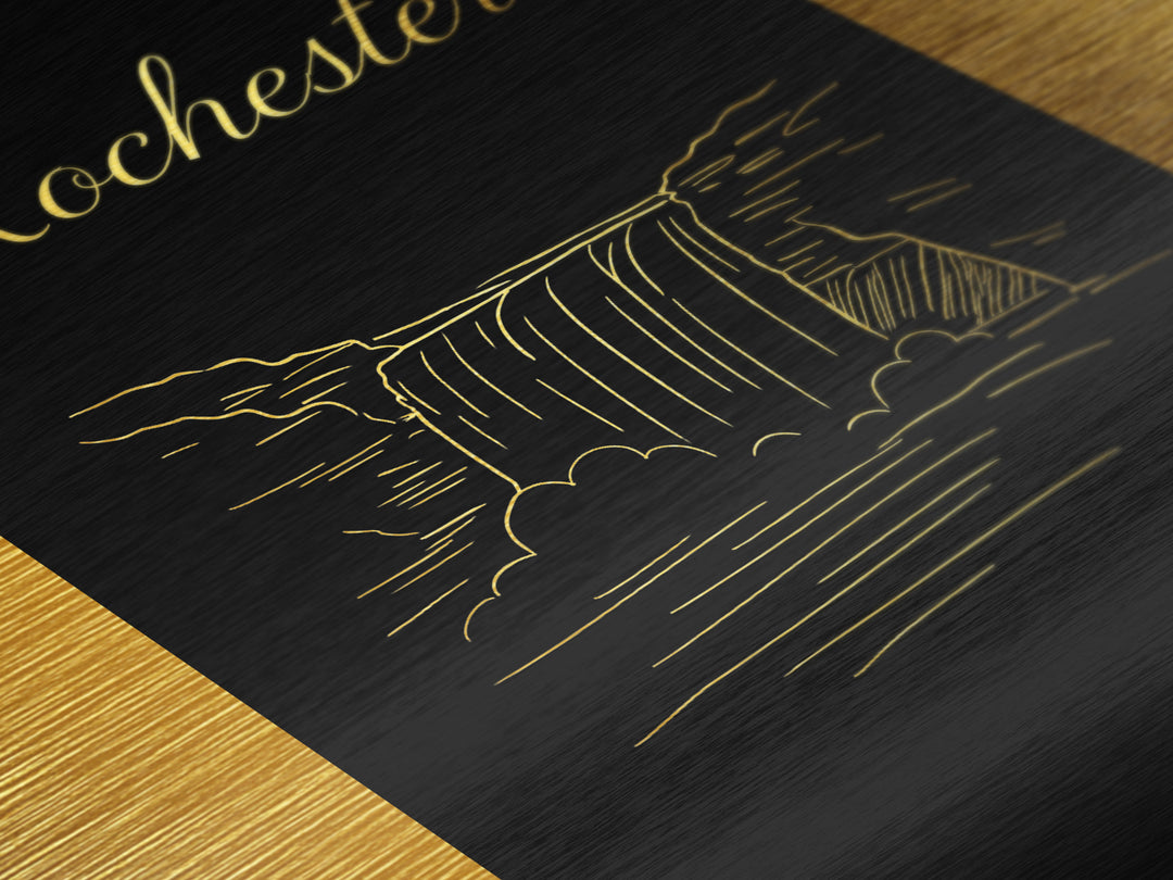 Rochester Minnesota Travel, Metallic Gold Print, Wood Framed Art, Metal Art, Modern House Art, Wanderlust Gift, Home Decor