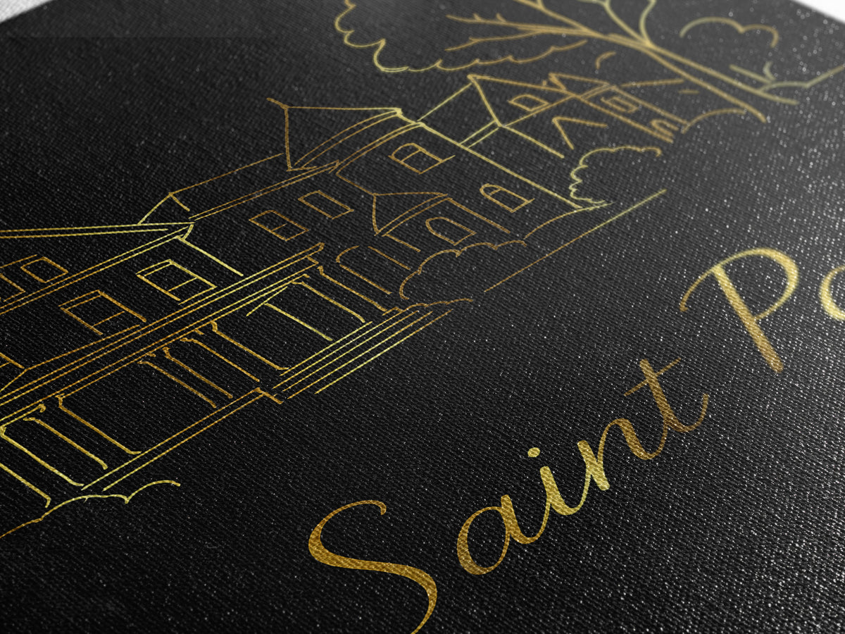 Saint Paul Minnesota Travel Poster, Canvas Print, Gold Outline Poster Art, Saint Paul Travel Art, City Illustration, Living Room Wall Art