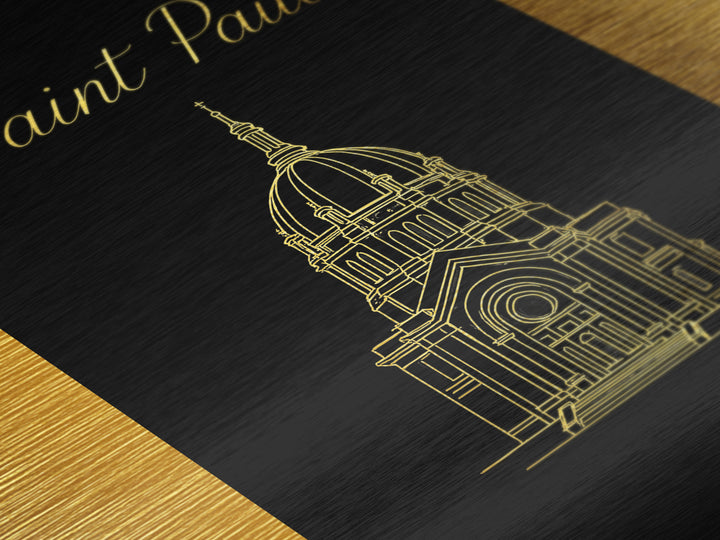 Saint Paul Minnesota Art, Metallic Gold Art, Wood Framed Art, Metal Art, Minimalist Wall Art, Birthday Travel Gift, Office Decor