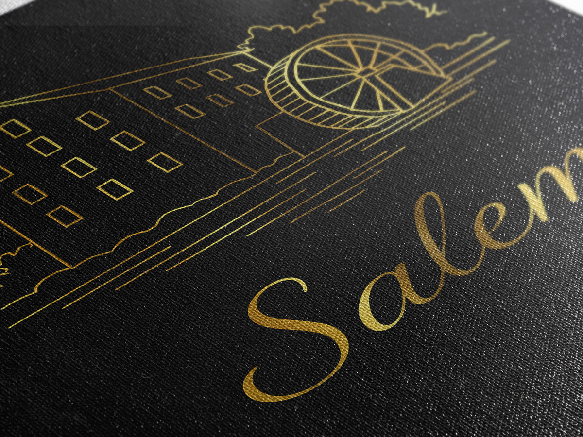 Salem Oregon Travel Poster, Canvas Print, Minimalist Gold Line Art, Salem Art Print, Travel Wall Art, Travel Poster Set, Travel Poster Art