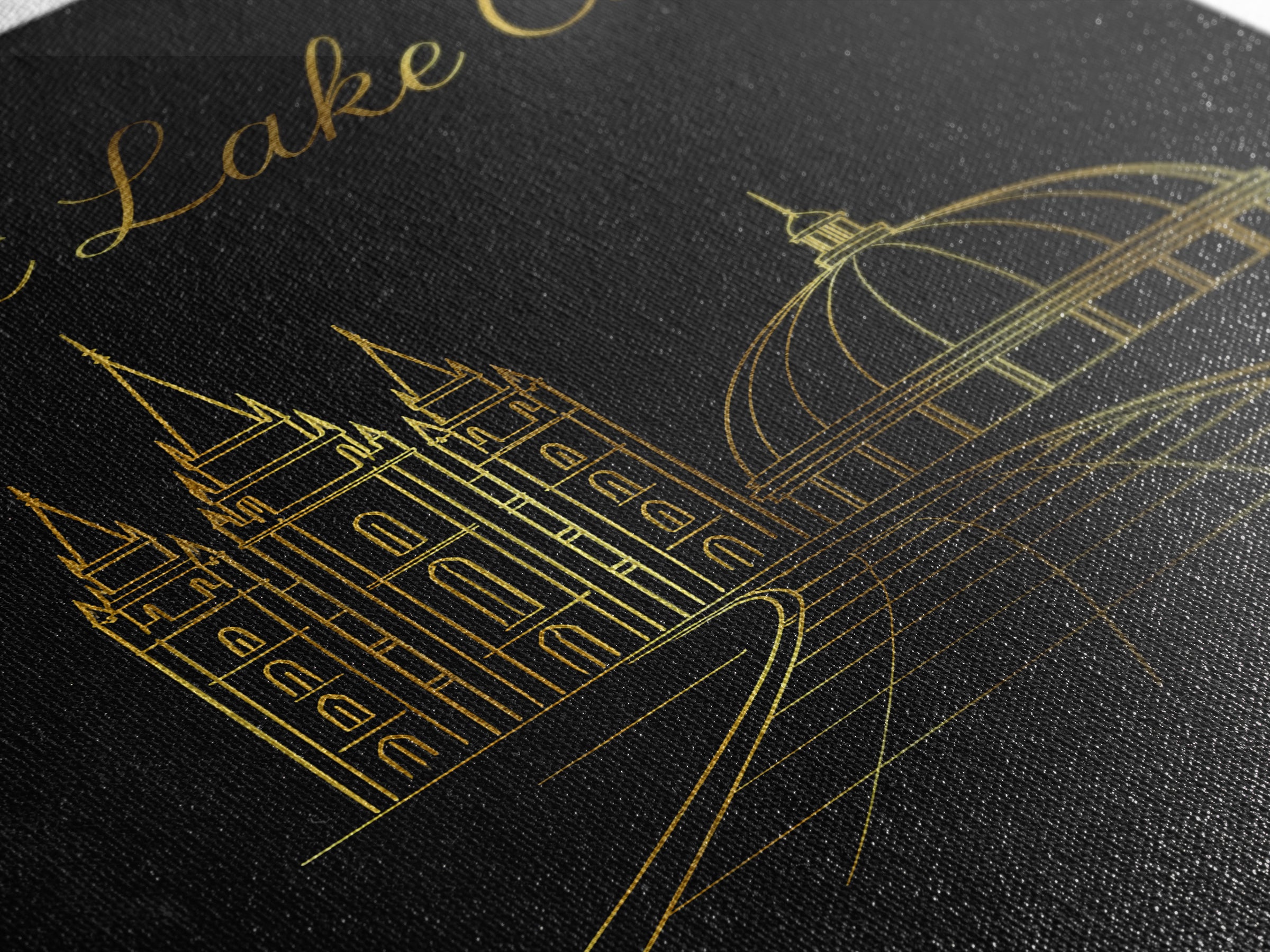 Salt Lake City Travel Poster, Canvas Print, Gold Outline Poster Art, Salt Lake City Wall Art, Modern Wall Decor, Travel Wall Decor