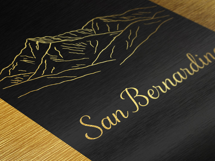 San Bernardino California Art, Metallic Gold Art, Wood Framed Art, Metal Art, Modern Wall Art, Adventure Lover Gift, Home Decor