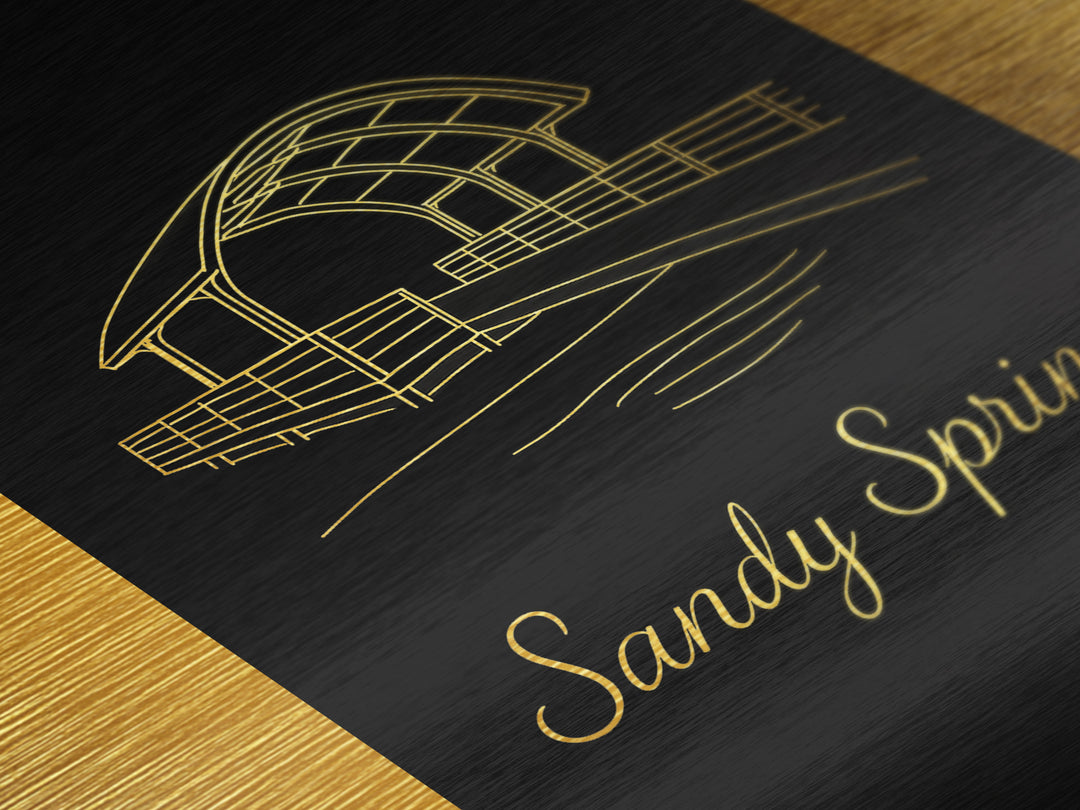 Sandy Springs Georgia Art, Metallic Gold Art, Wood Framed Art, Metal Art, Minimalist Wall Art, Graduation Travel Gift, Bedroom Decor