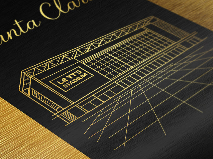 Santa Clara California Travel, Metallic Gold Print, Wood Framed Art, Metal Art, Minimalist Wall Art, Honeymoon Gift, Home Decor