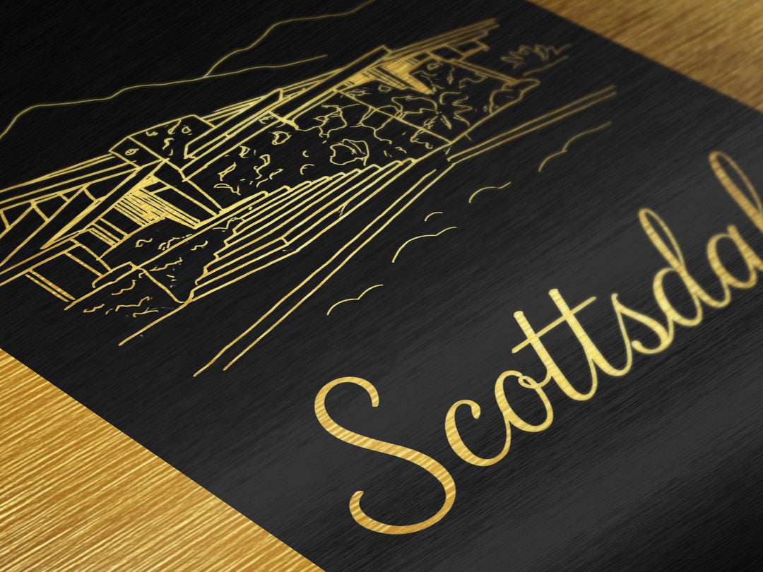 Scottsdale Arizona Travel, Metallic Gold Print, Wood Framed Art, Metal Art, Modern Wall Art, Retirement Travel Gift, Office Decor