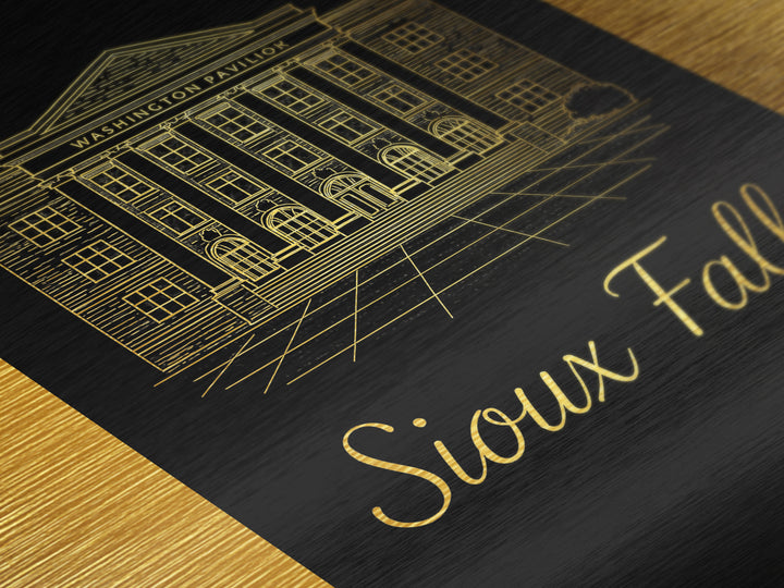 Sioux Falls South Dakota Art, Metallic Gold Art, Wood Framed Art, Metal Art, Modern Wall Art, Adventure Lover Gift, Bedroom Decor