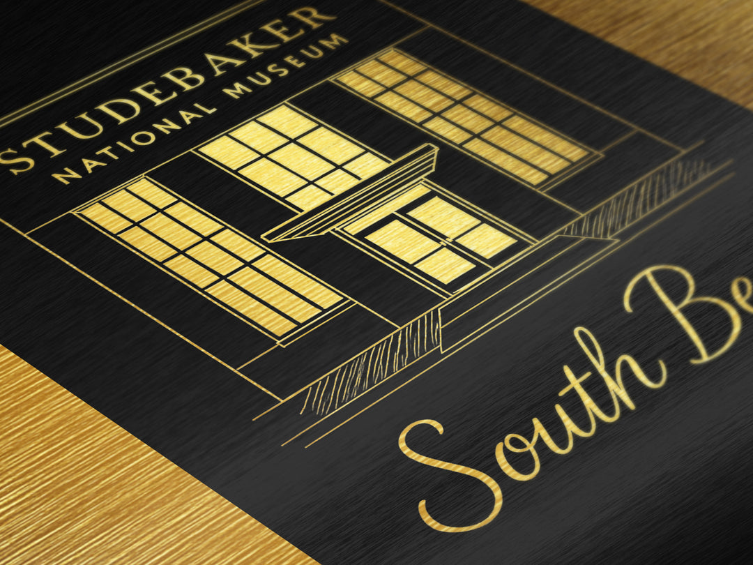 South Bend Indiana Travel, Metallic Gold Print, Wood Framed Art, Metal Art, Modern House Art, Wanderlust Gift, Office Decor