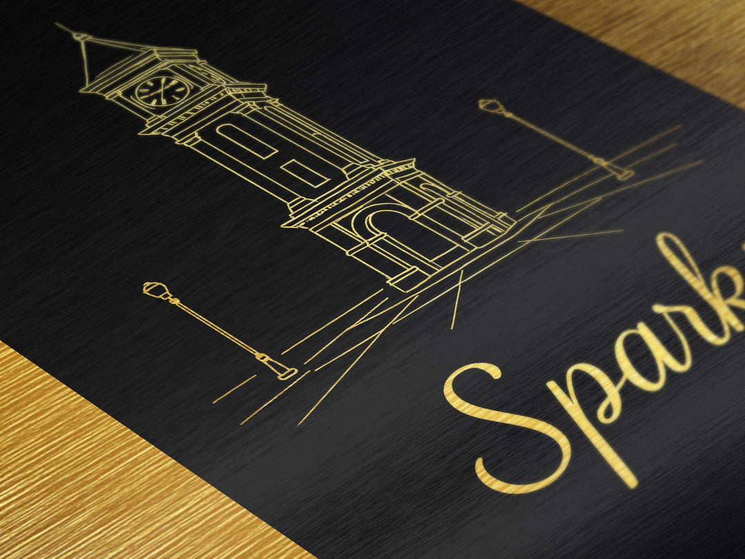 Sparks Nevada Travel, Metallic Gold Print, Wood Framed Art, Metal Art, Modern Wall Art, Graduation Travel Gift, Home Decor