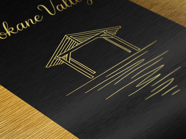 Spokane Valley Washington Art, Metallic Gold Art, Wood Framed Art, Metal Art, Modern Wall Art, Retirement Travel Gift, Office Decor