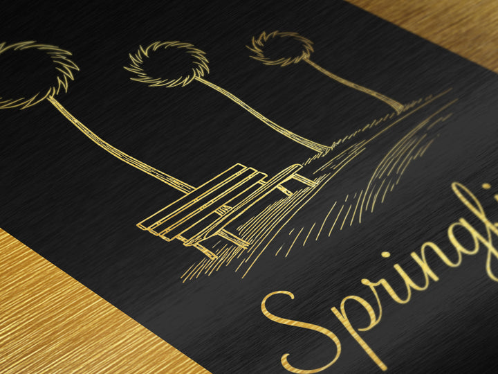 Springfield Missouri Travel, Metallic Gold Print, Wood Framed Art, Metal Art, Modern Wall Art, Adventure Lover Gift, Bedroom Decor