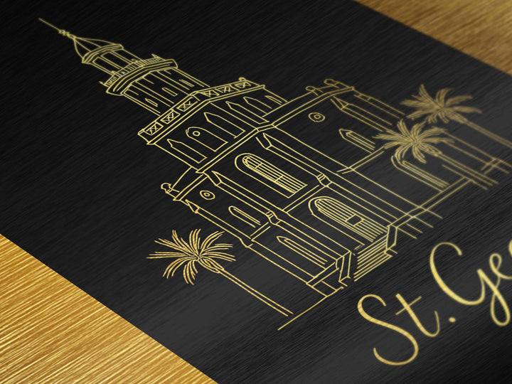 St George Utah Travel, Metallic Gold Print, Wood Framed Art, Metal Art, Modern Wall Art, Retirement Travel Gift, Living Room Decor
