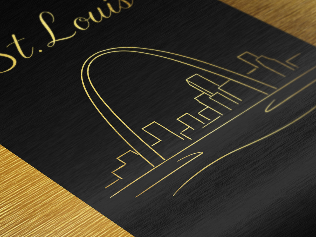 St Louis Missouri Art, Metallic Gold Art, Wood Framed Art, Metal Art, Modern House Art, Wanderlust Gift, Home Decor