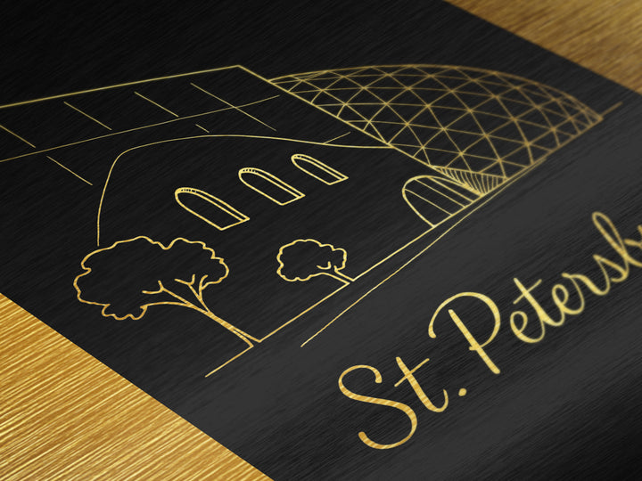 St Petersburg Florida Art, Metallic Gold Art, Wood Framed Art, Metal Art, Modern Wall Art, Retirement Travel Gift, Office Decor