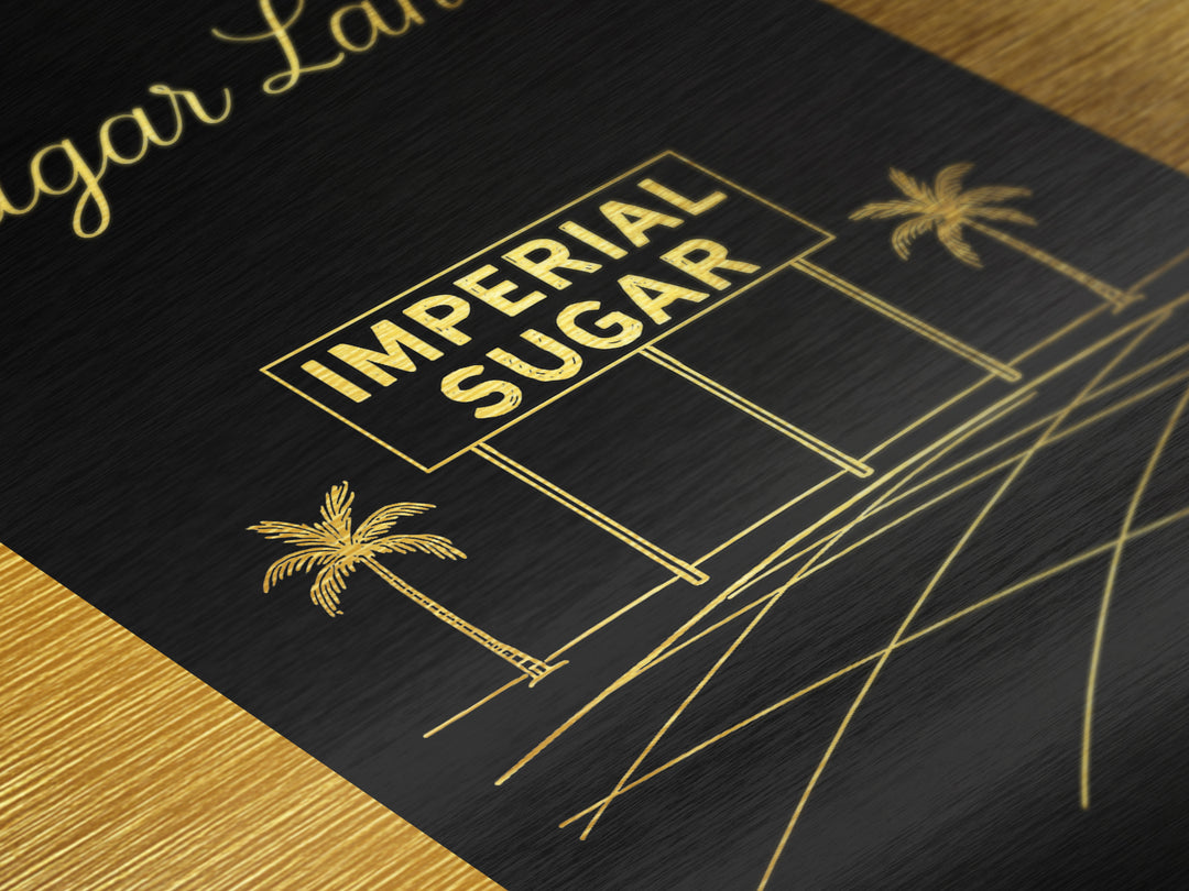 Sugar Land Texas Travel, Metallic Gold Print, Wood Framed Art, Metal Art, Modern Wall Art, Adventure Lover Gift, Bedroom Decor