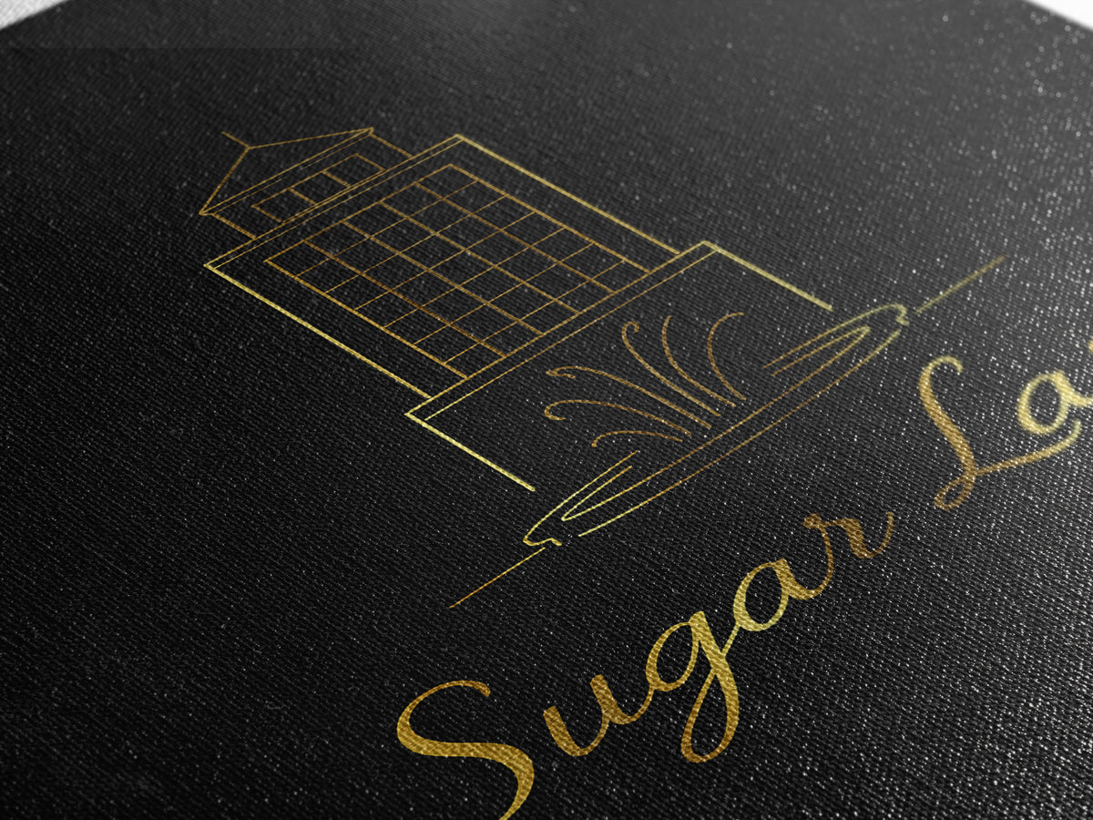 Sugar Land Travel Poster, Canvas Print, Gold Outline Poster Art, Sugar Land Poster Print, Retro Travel Print, Travel Poster Art