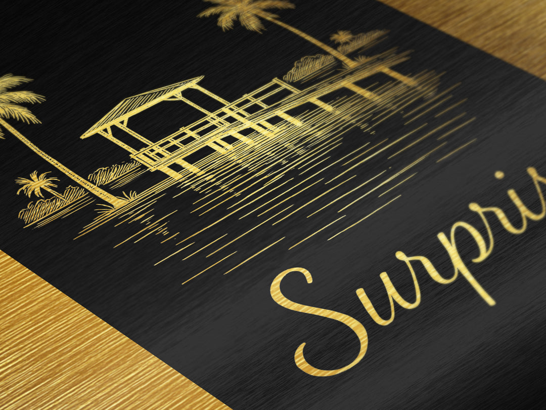 Surprise Arizona Travel, Metallic Gold Print, Wood Framed Art, Metal Art, Modern Wall Art, Graduation Travel Gift, Home Decor