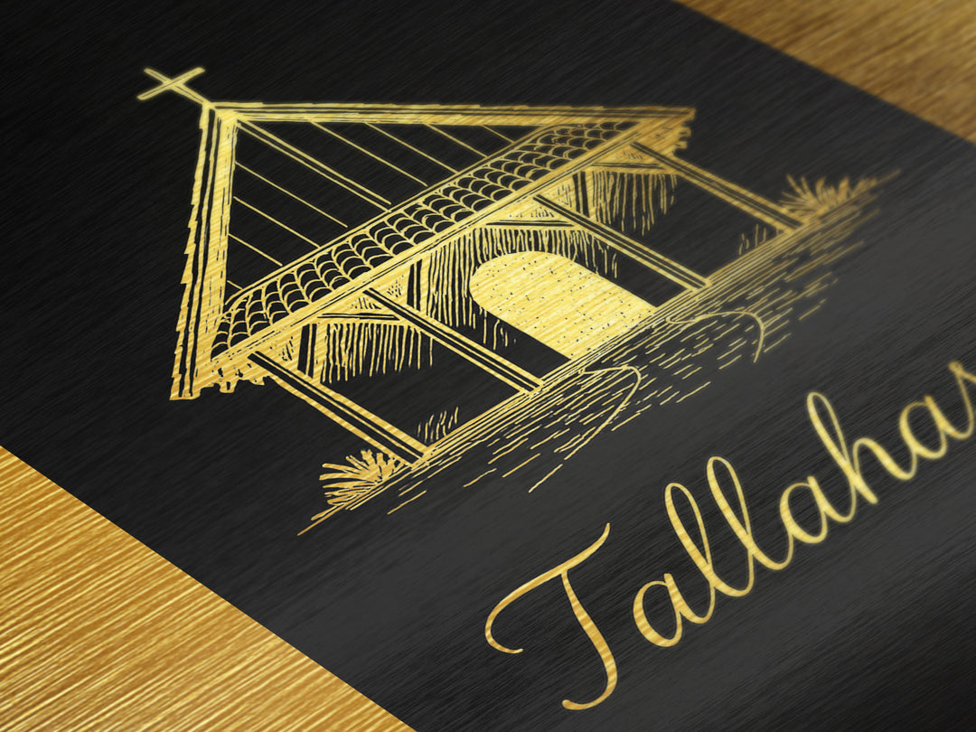 Tallahassee Florida Art, Metallic Gold Art, Wood Framed Art, Metal Art, Modern Wall Art, Anniversary Travel Gift, Office Decor