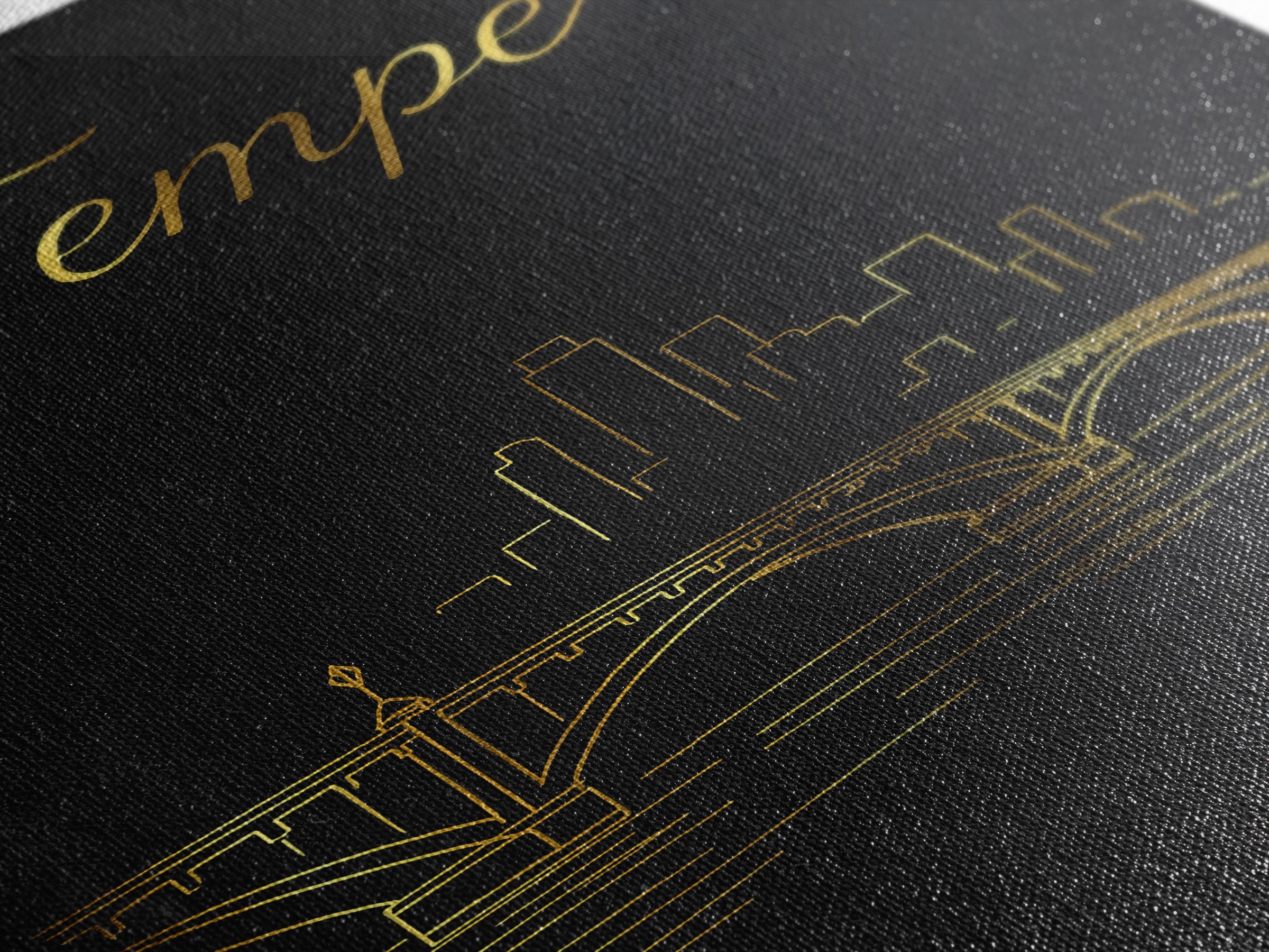 Tempe Arizona Travel Poster, Canvas Print, Gold Outline Poster Art, Tempe Art Print, Wanderlust Decor, Travel Poster Set, Home Office Decor