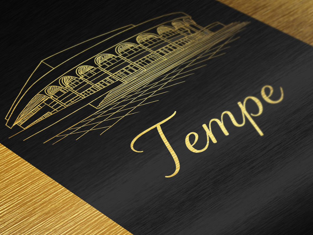 Tempe Arizona Art, Metallic Gold Art, Wood Framed Art, Metal Art, Modern Wall Art, Retirement Travel Gift, Home Decor