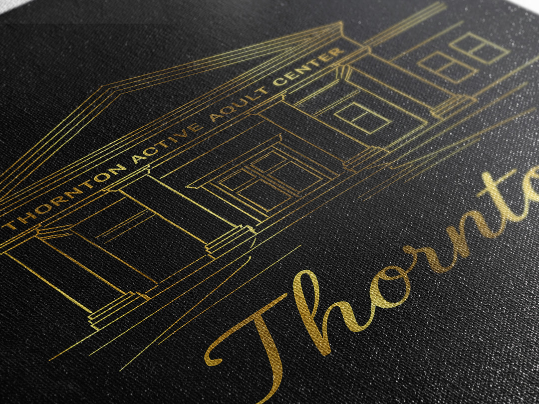Thornton Travel Poster, Framed Canvas Print, Black Gold Minimalist Art, Thornton Art Print, City Travel Prints, City Art Print
