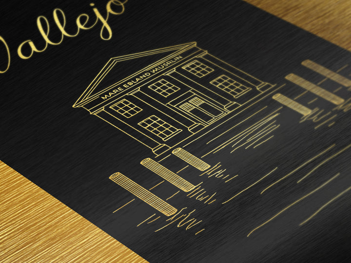 Vallejo California Art, Metallic Gold Art, Wood Framed Art, Metal Art, Modern House Art, Adventure Lover Gift, Home Decor