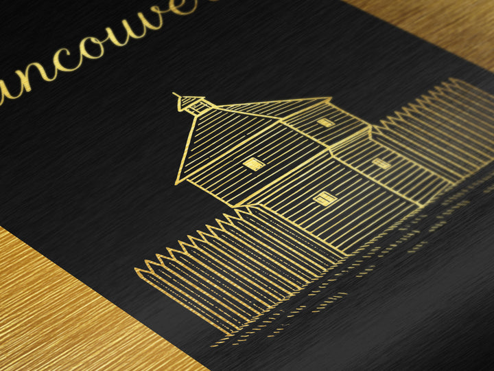 Vancouver Washington Travel, Metallic Gold Print, Wood Framed Art, Metal Art, Modern Wall Art, Destination Gift, Living Room Decor