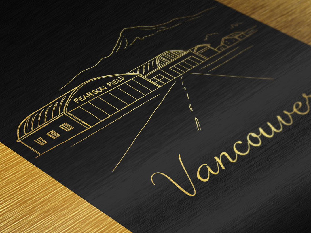 Vancouver Washington Art, Metallic Gold Art, Wood Framed Art, Metal Art, Minimalist Wall Art, Wanderlust Gift, Bedroom Decor