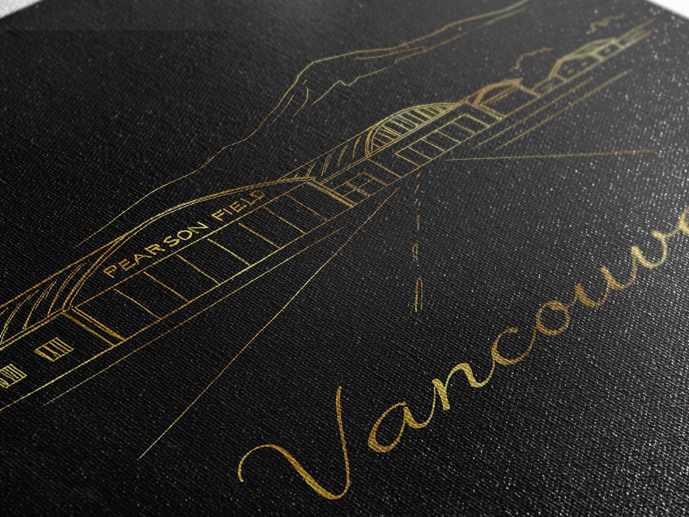 Vancouver Travel Poster, Canvas Print, Gold Outline Poster Art, Vancouver Poster Print, City Illustration, Travel Art Print, Retro Poster