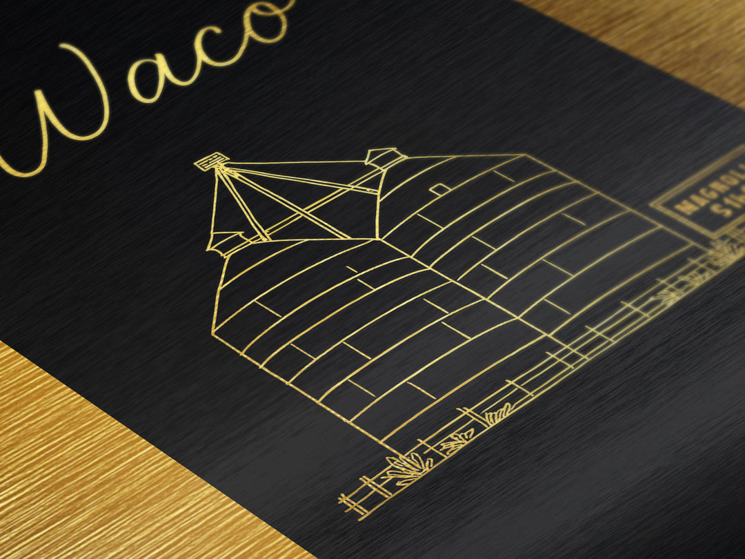 Waco Texas Travel, Metallic Gold Print, Wood Framed Art, Metal Art, Minimalist Wall Art, Honeymoon Gift, Office Decor