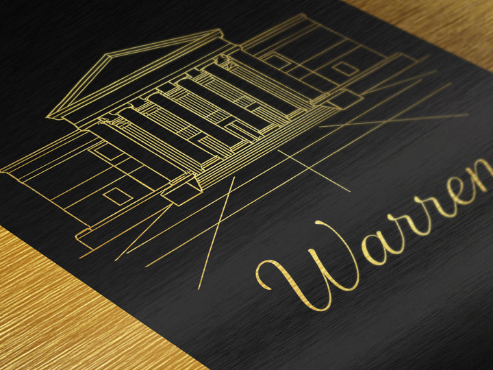 Warren Michigan Art, Metallic Gold Art, Wood Framed Art, Metal Art, Modern Wall Art, Adventure Lover Gift, Home Decor