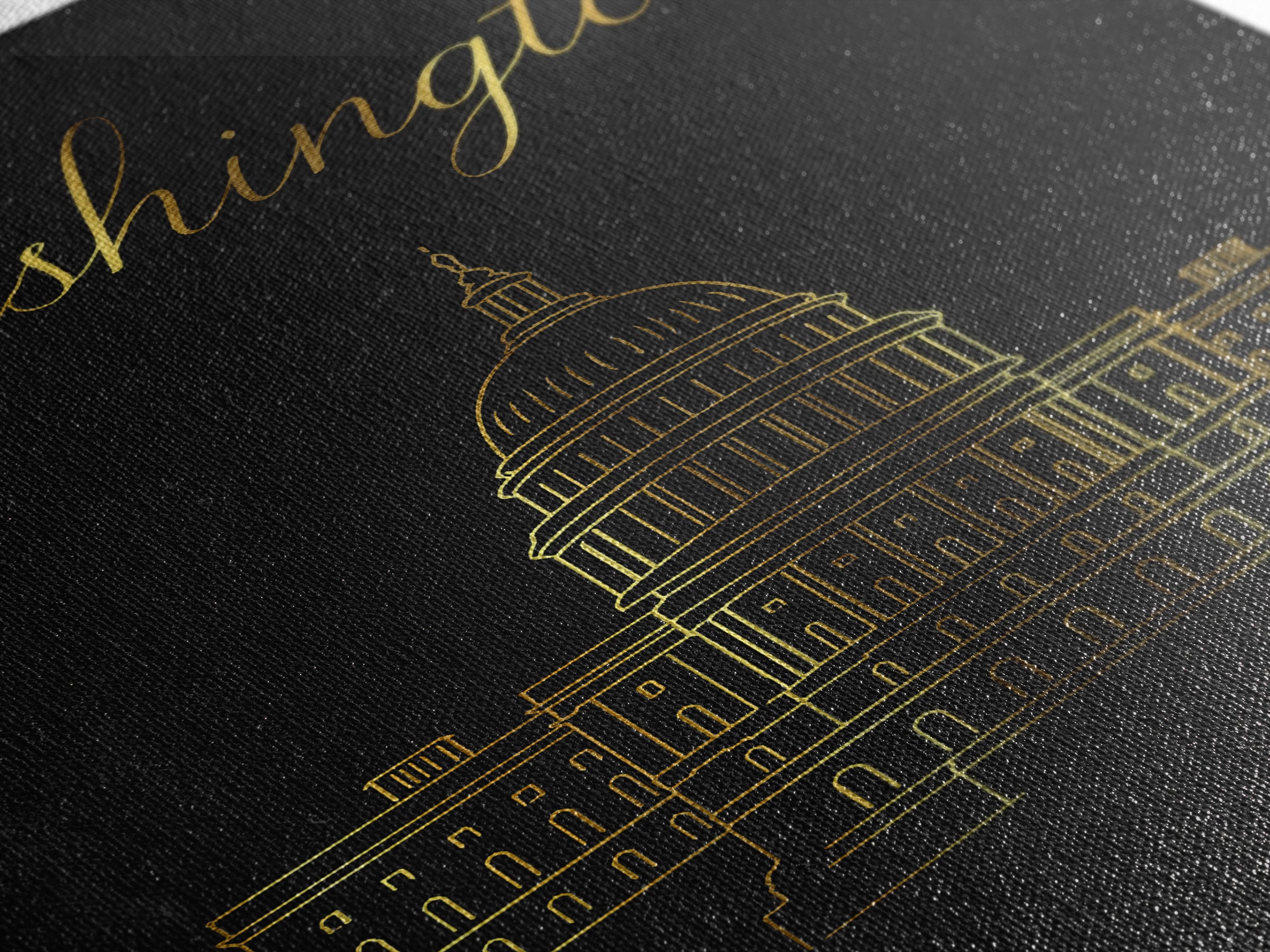 Washington DC Travel Poster, Framed Canvas Print, Black Gold Minimalist Art, Washington DC Wall Art, Gift For Travelers, Retro Travel Print